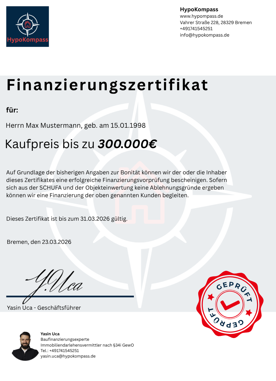Finanzierungszertifikat